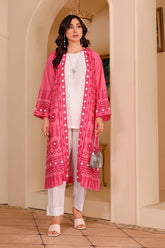 Aster Shrug – Pink 3PC Cambric Set (Shrug + Inner + Trouser)