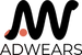 Logo of ADWEARS with stylized letter 'W' and red dot on a white background