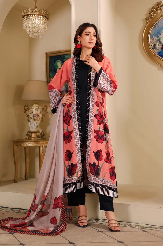 Iris Shrug – Peach 3PC Cambric Set (Shrug + Inner + Trouser) - ADWEARS