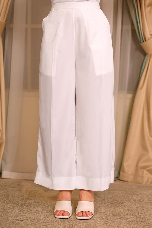 White_Straight Trouser - ADWEARS